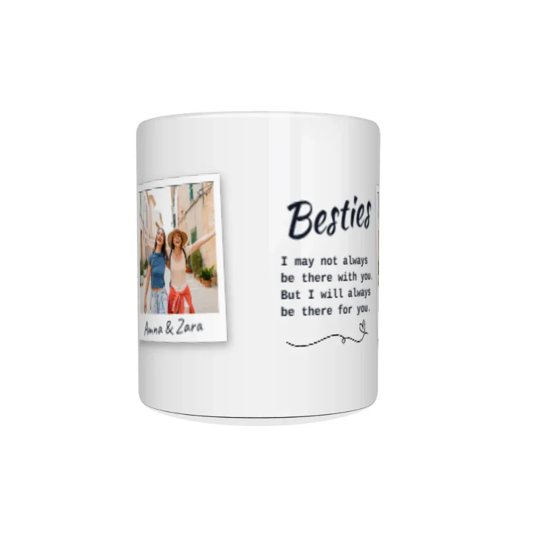 Modern Besties Quote Personalized Photo BFF Coffee Mug, front view