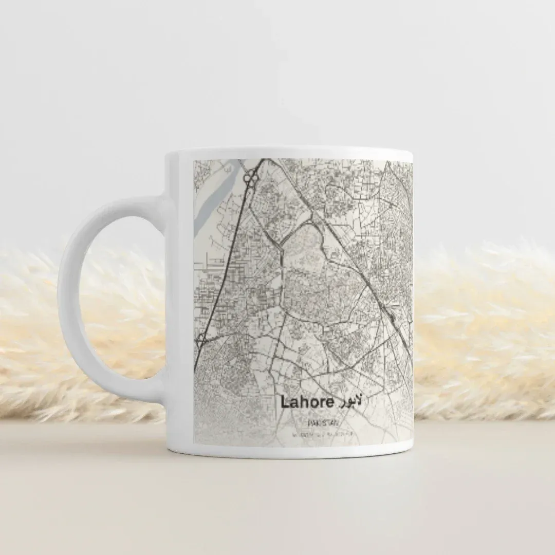 Lahore City Map Mug – Gazette &amp; Cartographer Edition, lifestyle view