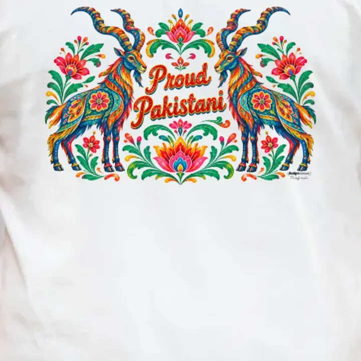 Proud Pakistani – Markhor Truck Art T-Shirt, on a t-shirt