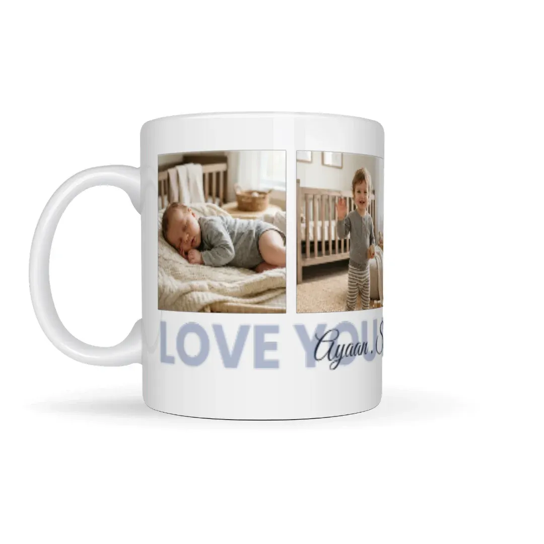 "Love You Dada Jaan" Custom Multi-Photo Mug, left view