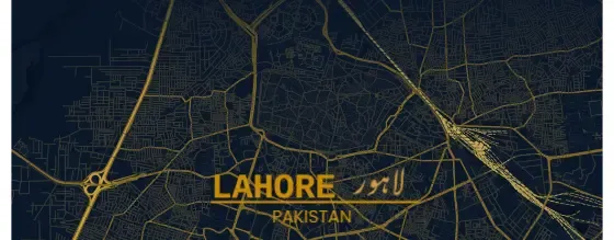 Lahore City Map Mug – Midnight &amp; Gold Edition, design view